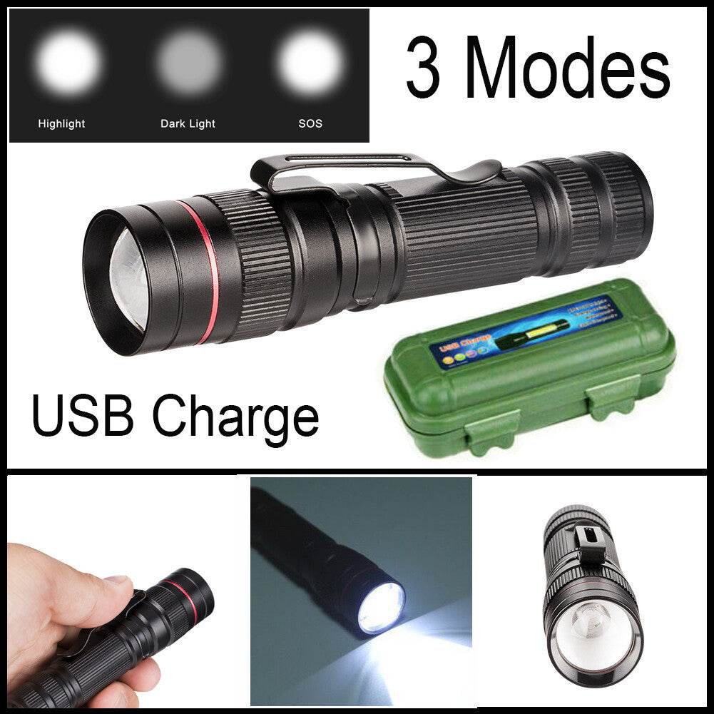 Rechargeable LED Military Flashlight Handheld