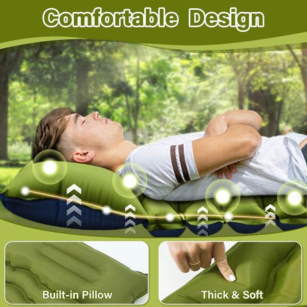 Double Air Mattress With Pillow, Built-in Foot Pump, 4-inch Camping Air Mattress, For Backpacking, Hiking, Traveling-It Is Prohibited To Sell On Walmart And Does Not Ship On Weekends