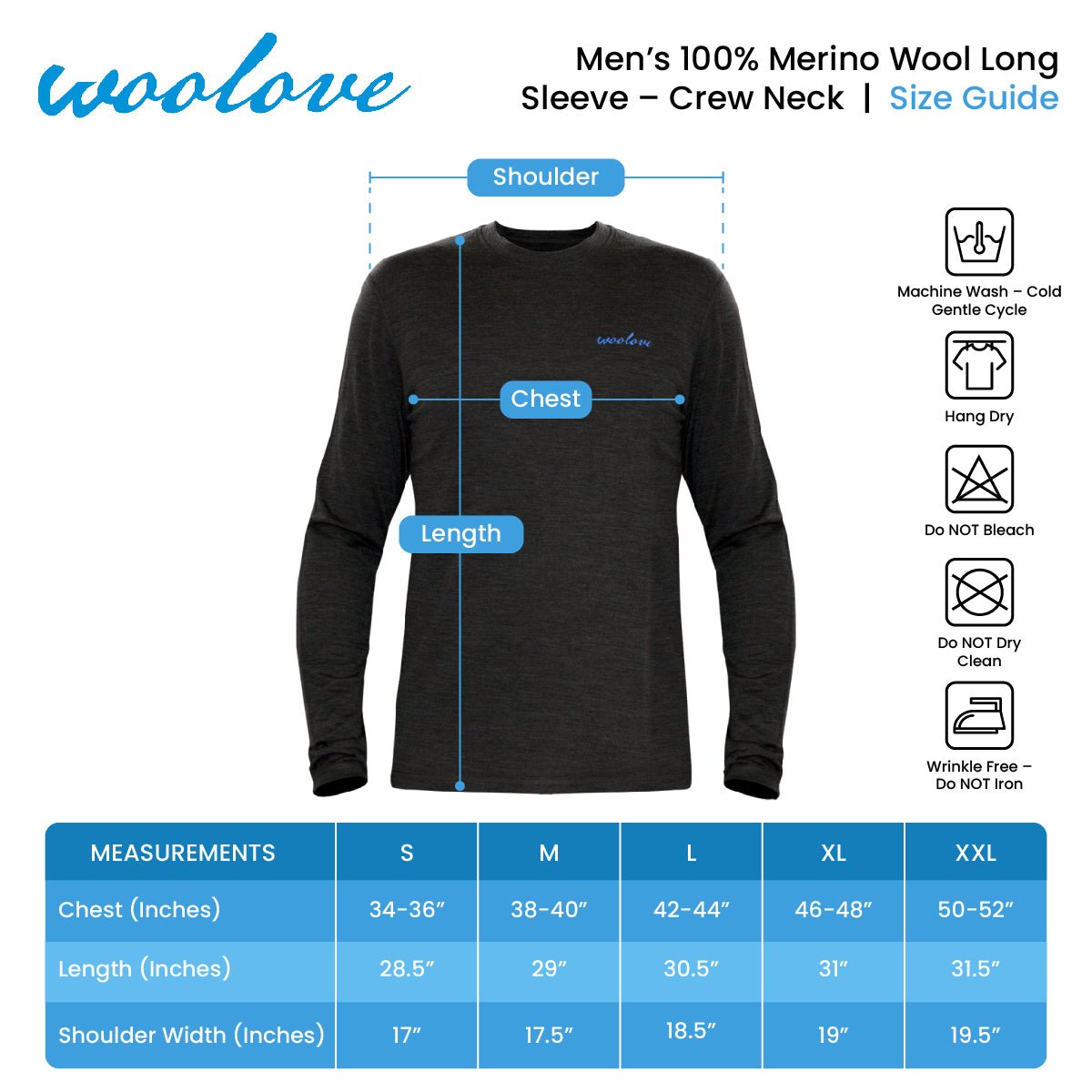 Men's 100% Merino Wool Long Sleeve